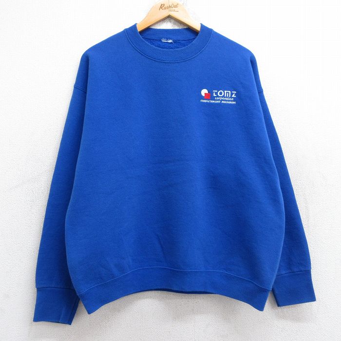 L★古着 長袖 スウェット メンズ COMZ クルーネック 青 ブルー 25sep26 中古 スエット トレーナー トップス