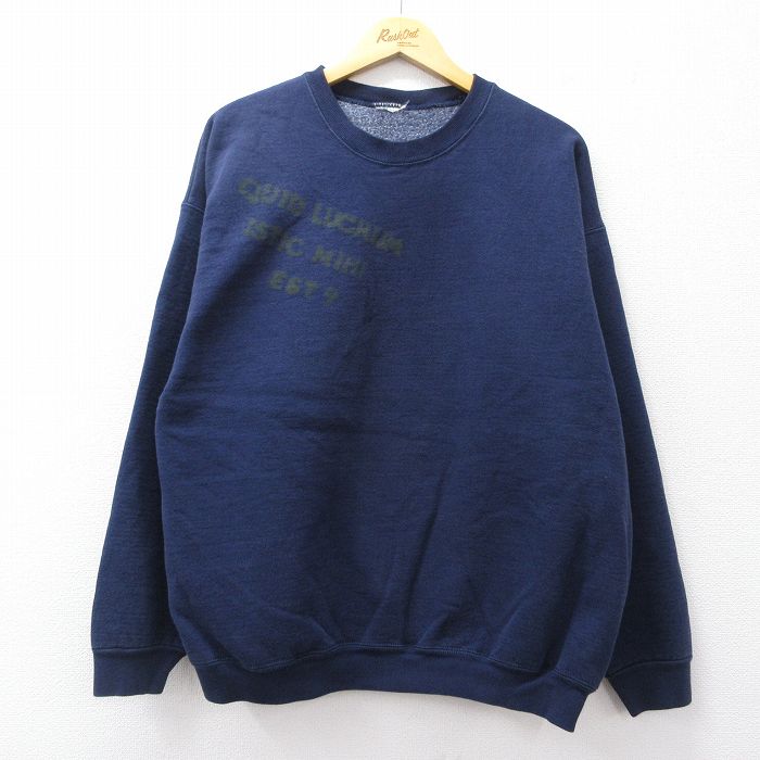 90s 長袖スウェット ネイビー XL | 古着