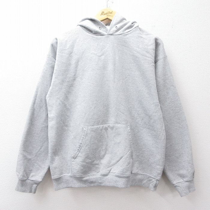 L★古着 ヘインズ Hanes 長袖 スウェット パーカー メンズ 00年代 00s 無地 グレー 霜降り 25sep27 中古 スエット トレーナー トップス