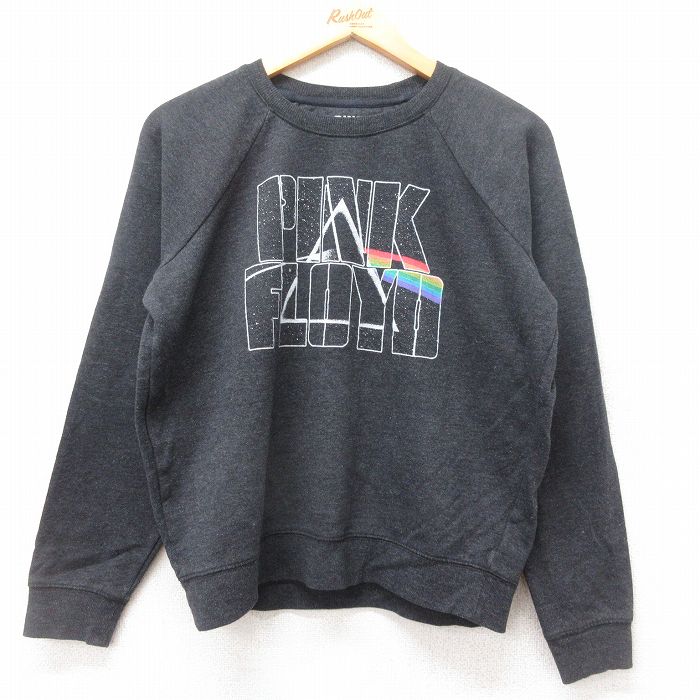 M★古着 長袖 ロック バンド スウェット メンズ ピンクフロイド ラグラン クルーネック 黒 ブラック 25sep27 中古 スエット トレーナー トップス