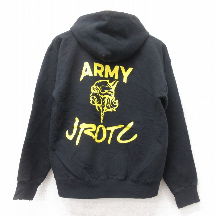 M★古着 ヘインズ Hanes 長袖 スウェット パーカー メンズ 00年代 00s ミリタリー USアーミー JROTC 黒 ブラック 25sep27 中古 スエット トレーナー トップス