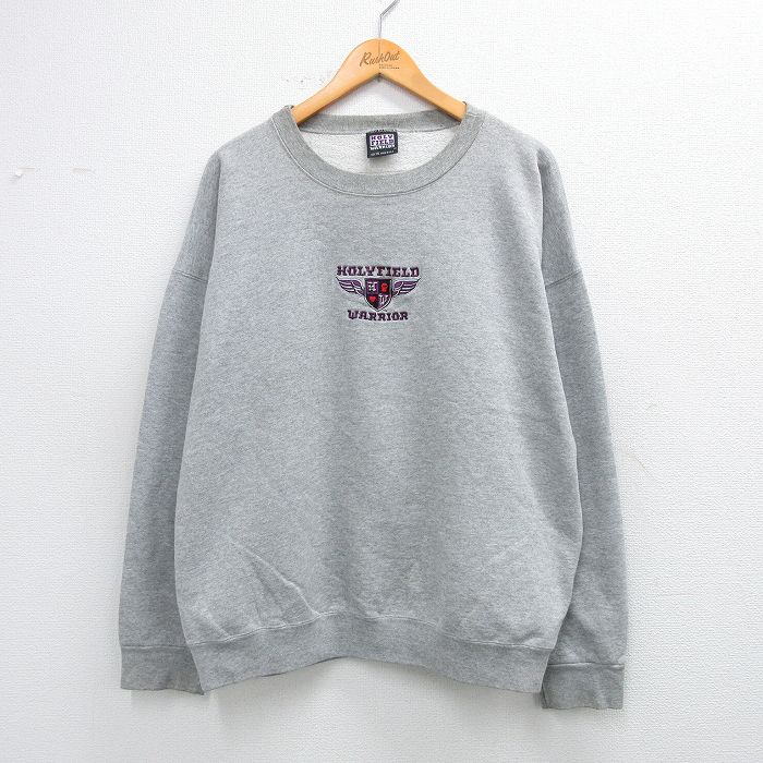 90s 長袖スウェット HOLYFIELDプリント グレー XL | 古着