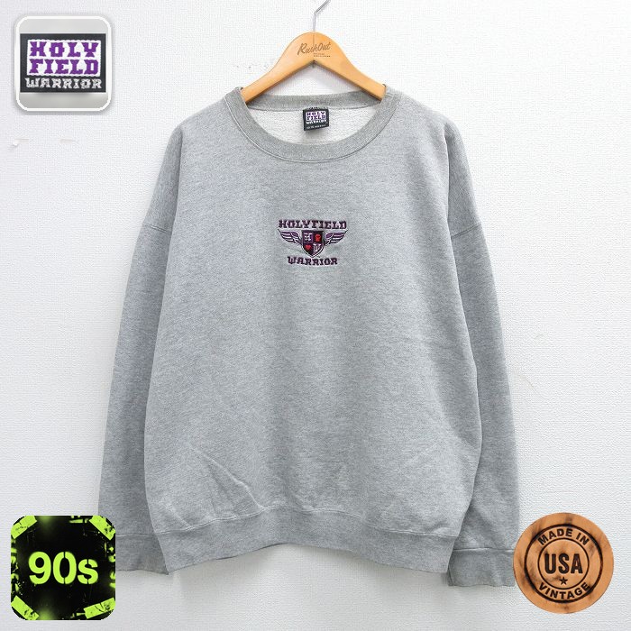 【50%OFF】90s 長袖スウェット HOLYFIELDプリント グレー XL | 古着
