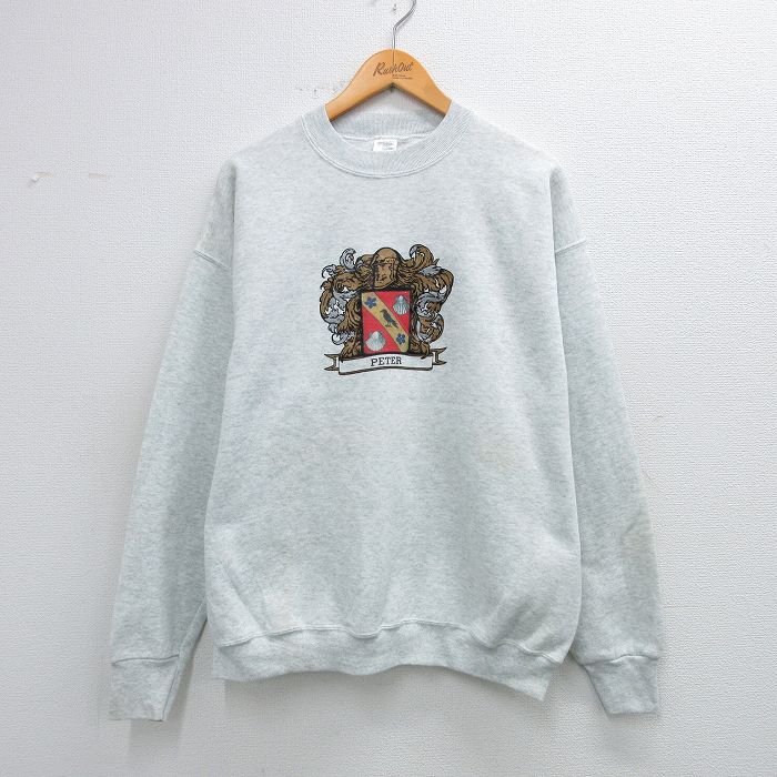 XL★古着 フルーツオブザルーム 長袖 スウェット メンズ 00年代 00s PETER クルーネック 薄グレー 霜降り 26jan19