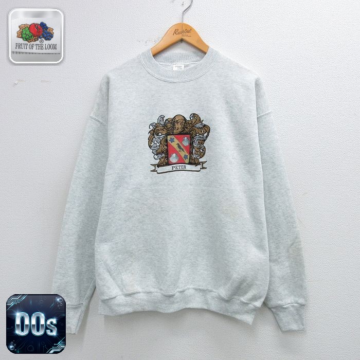 【50%OFF】フルーツオブザルーム 00s 長袖スウェット PETER グレー XL | 古着