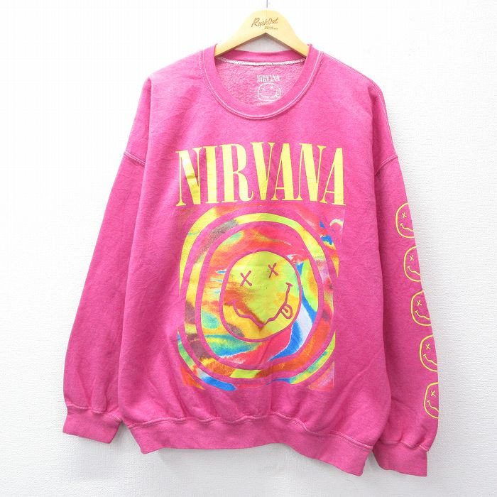 ニルヴァーナ 長袖スウェット ピンク霜降り XL | 古着