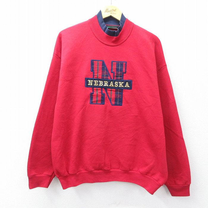 00s 長袖スウェット ネブラスカ刺繍 レッド XL | 古着