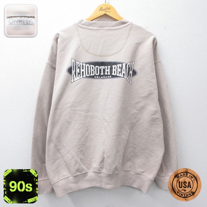 【50%OFF】オニータ 90s 長袖スウェット REHOBOTH BEACH ベージュ XL | 古着
