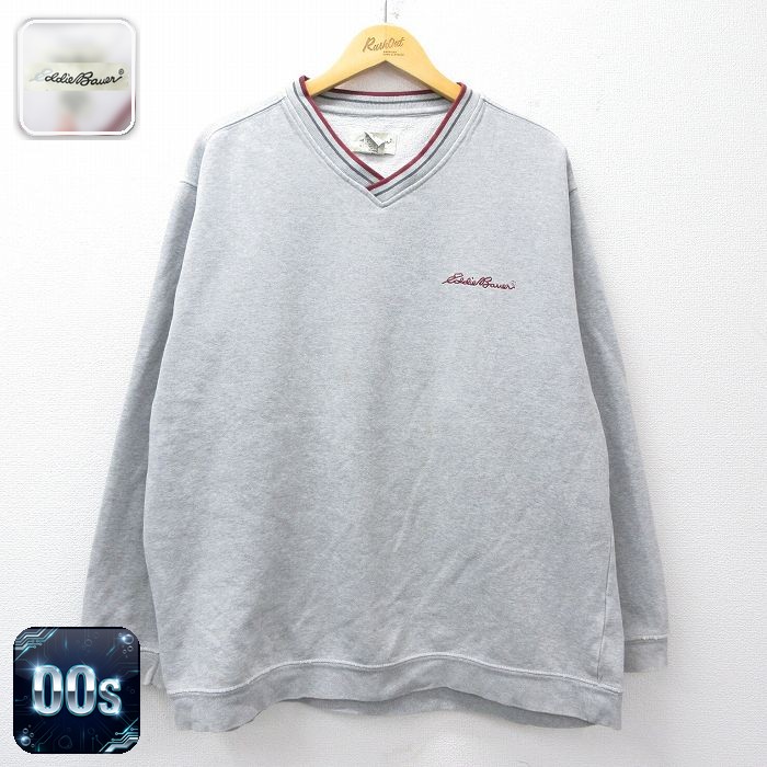 【50%OFF】エディーバウアー 00s 長袖スウェット ワンポイントロゴ グレー XL | 古着