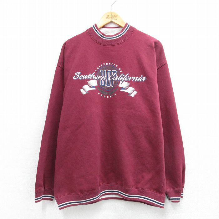 【20%OFF】UOP 90s 長袖スウェット モックネック バーガンディ XL | 古着
