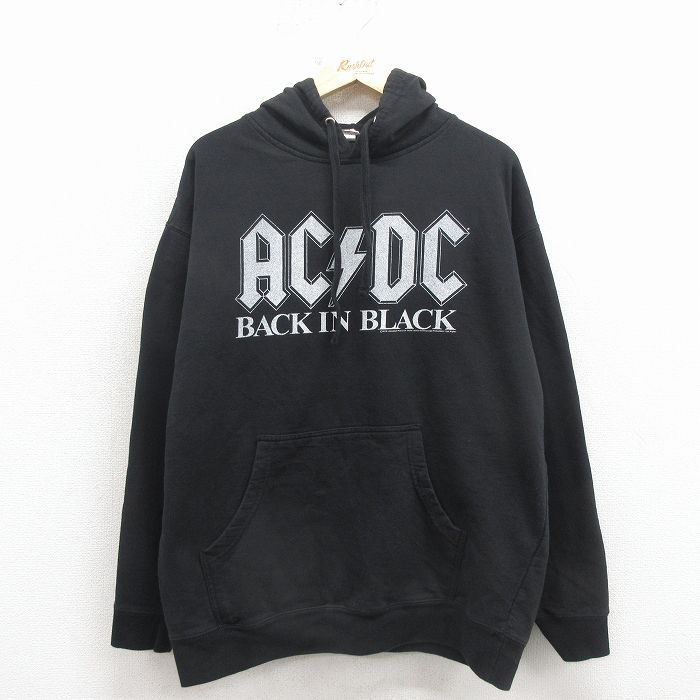 XL★古着 長袖 ロック バンド スウェット パーカー メンズ AC/DC 黒【spe】 26mar16