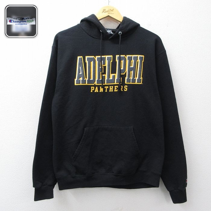 チャンピオン 長袖スウェットパーカー ADELPHI ブラック M | 古着