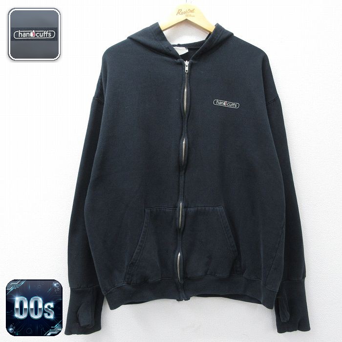 ハンドカフス 00s 長袖フルジップスウェット ブラック XL | 古着