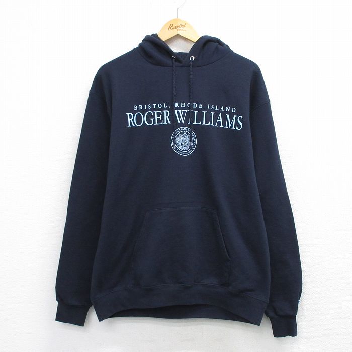 チャンピオン 長袖スウェットパーカー ROGER WILLIAMS ネイビー L | 古着