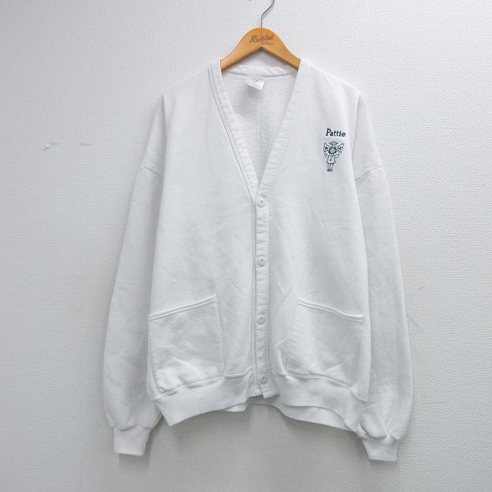 専用 USA製 JERZEES スウェットカーディガン ホワイト 白 90s 古着通販 XL☆古着 ジャージーズ 長袖 スウェット カーディガン メンズ