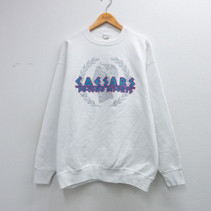 90s 長袖スウェット CAESARS ホワイト XL | 古着