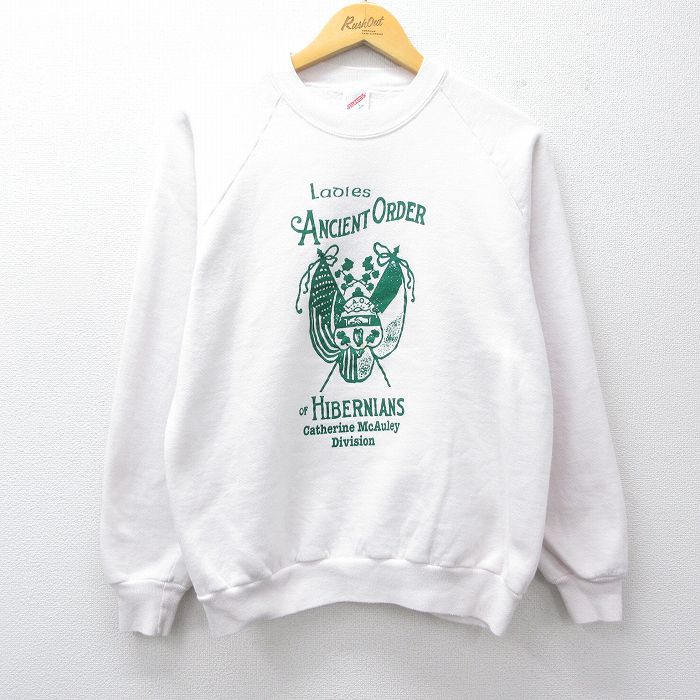 M★古着 ジャージーズ 長袖 スウェット メンズ 80年代 80s ANCIENT ORDER ラグラン クルーネック USA製 白 26mar23