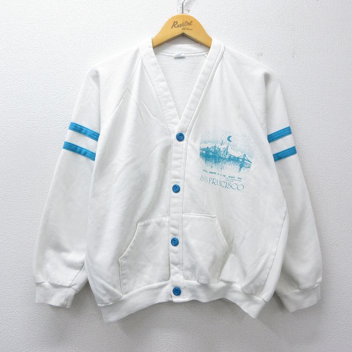 サンフランシスコ 90s ラグランカーディガン ホワイト L | 古着