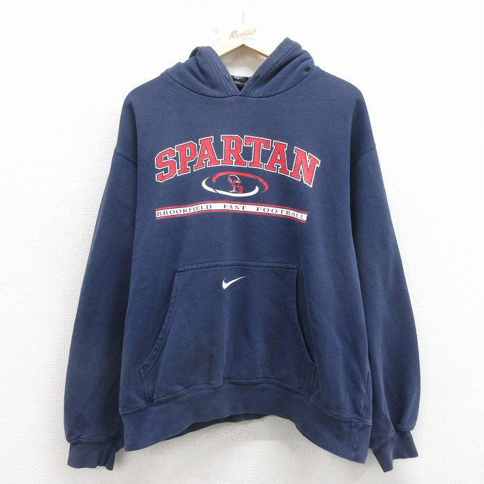 ナイキ 00s 長袖スウェットパーカー スパルタン ネイビー XL | 古着