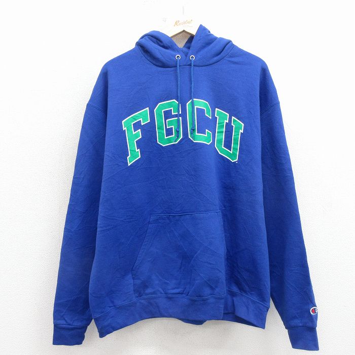 チャンピオン 長袖スウェットパーカー FGCU ブルー XL | 古着