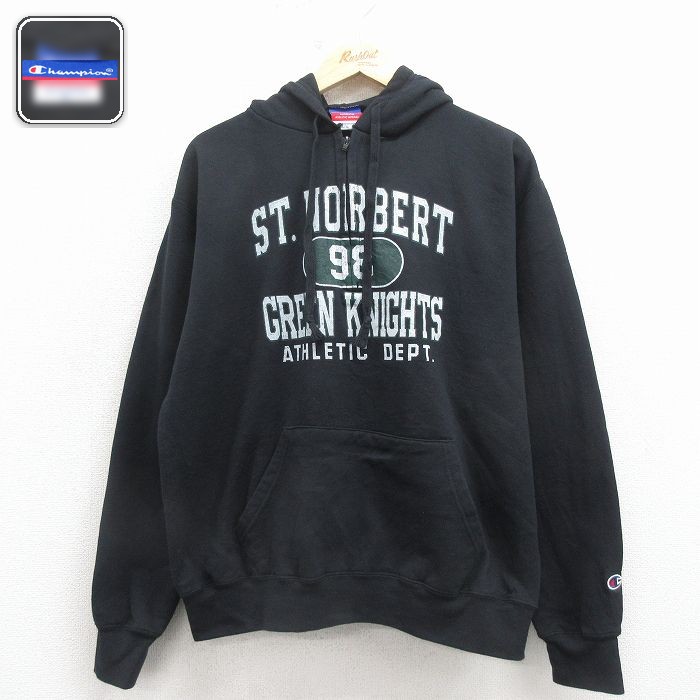 チャンピオン 長袖ハーフジップスウェット グリーン L | 古着