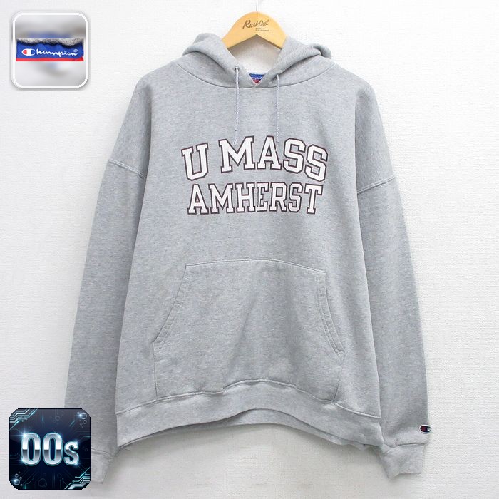 チャンピオン 00s 長袖パーカー U MASS グレー XL | 古着
