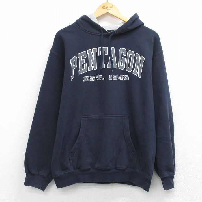 PENTAGON 長袖スウェットパーカー ネイビー L | 古着