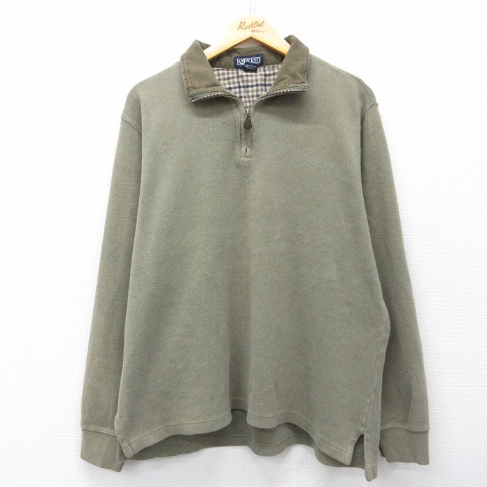 【20%OFF】ランズエンド 00s 長袖ハーフジップトップス グリーン XL | 古着