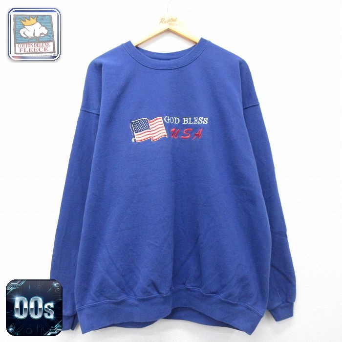 【20%OFF】00s 長袖スウェット GOD BLESS ブルー XL | 古着