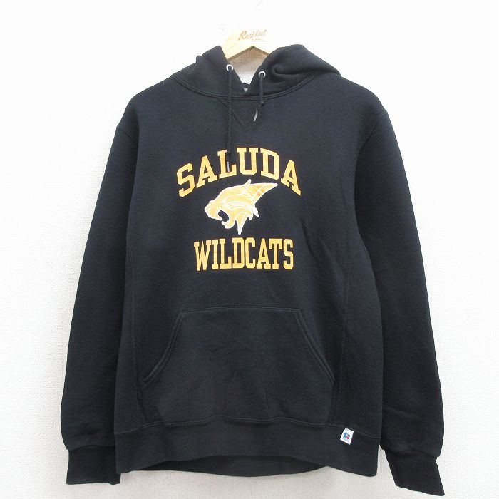 【20％OFF】ラッセル 長袖スウェットパーカー ワイルドキャッツ ブラック メンズM相当 | 古着