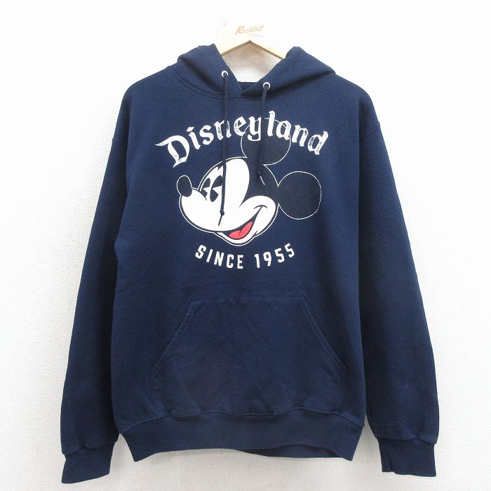 【20％OFF】ディズニー 長袖スウェットパーカー ミッキー ネイビー メンズM相当 | 古着