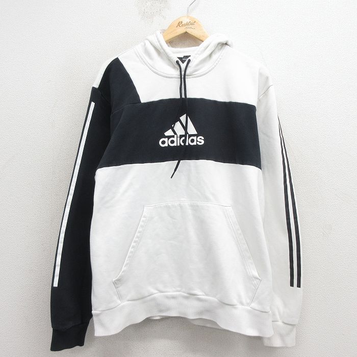 長袖スウェットパーカー ワンポイントロゴ ホワイト XL | 古着