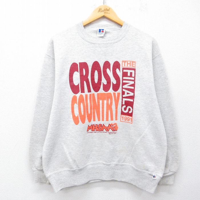 ラッセル 90s 長袖スウェット クロスカントリー グレー メンズL相当 | 古着
