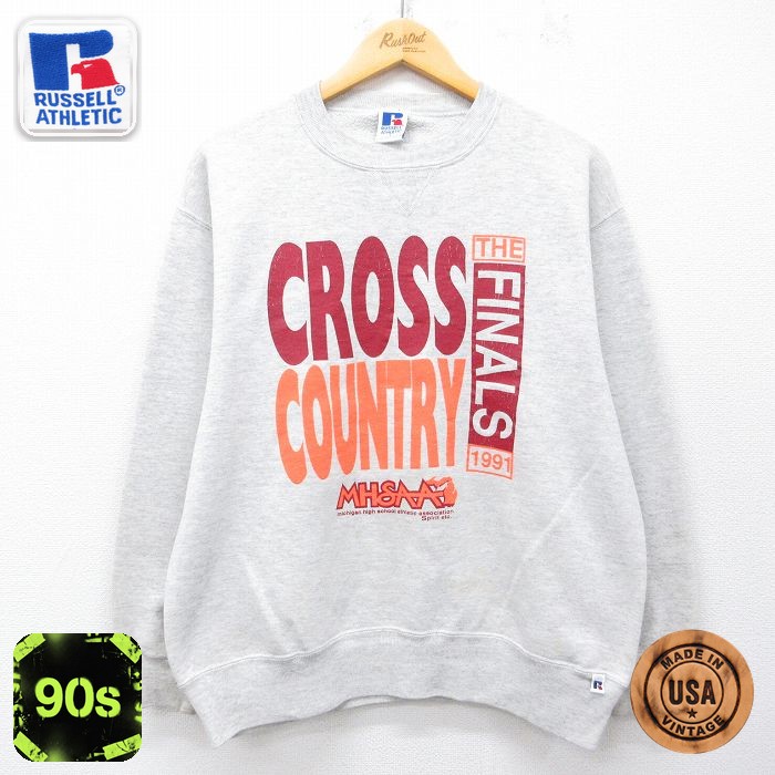 ラッセル 90s 長袖スウェット クロスカントリー グレー メンズL相当 | 古着