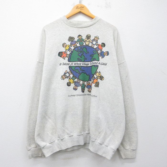 90s 長袖スウェット 地球 グレー メンズXL相当 | 古着