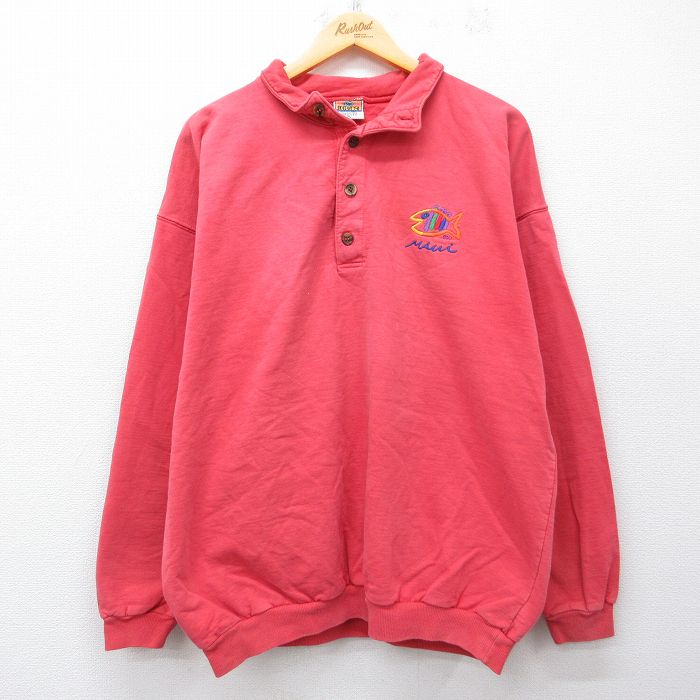 90s 長袖トップス 魚 レッド メンズXL相当 | 古着