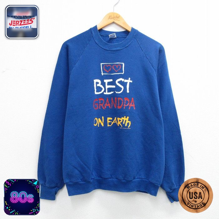 【20%OFF】ジャージーズ 80s ラグランスウェット BEST ブルー メンズM相当 | 古着