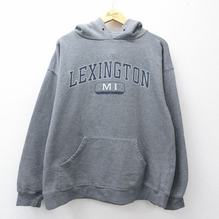 XL★古着 ジャンスポーツ 長袖 スウェット パーカー メンズ 00年代 00s LEXINGTON 大きいサイズ グレー 霜降り 26mar25