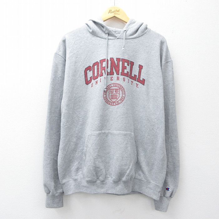 XL★古着 チャンピオン champion 長袖 スウェット パーカー メンズ コーネル カレッジ グレー 霜降り 26mar25