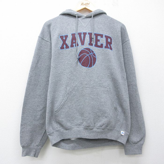 ラッセル 00s 長袖スウェットパーカー XAVIER バスケットボール グレー メンズL相当 | 古着