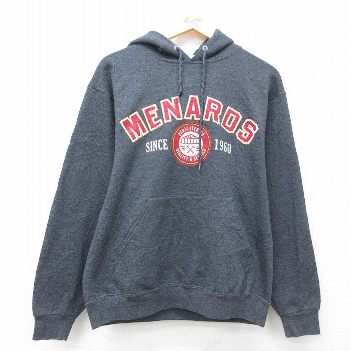 M★古着 ジャージーズ 長袖 スウェット パーカー メンズ 00年代 00s MENARDS 濃グレー 霜降り 26mar26