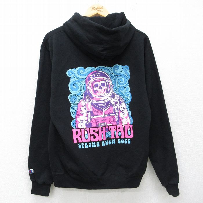 チャンピオン 長袖スウェットパーカー RASH TAU ブラック メンズM相当 | 古着