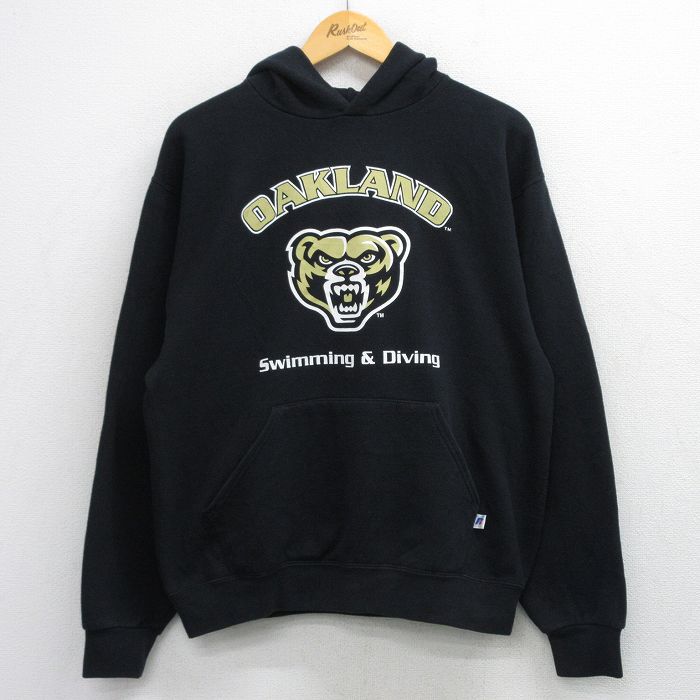 ラッセル 00s 長袖スウェットパーカー OAKLAND ブラック メンズL相当 | 古着