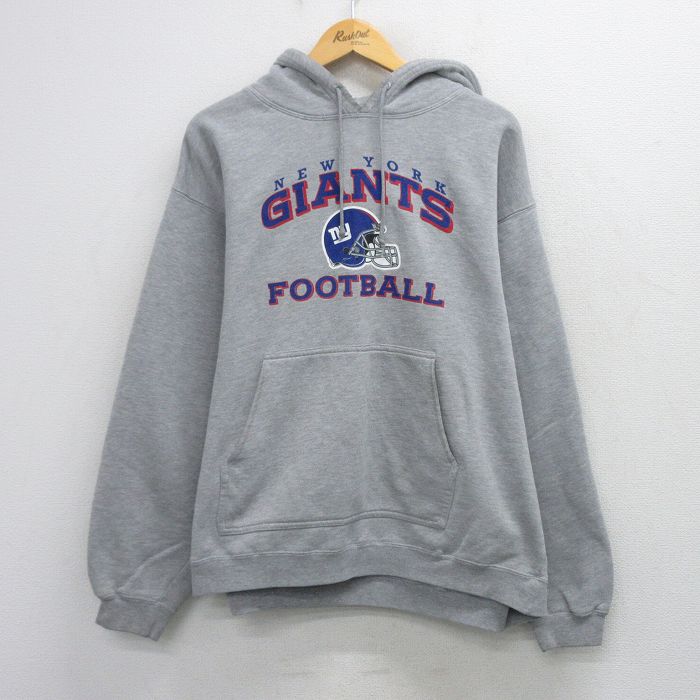XL★古着 リーボック 長袖 スウェット パーカー メンズ 00年代 00s NFL ニューヨークジャイアンツ 大きいサイズ グレー 霜降り 26mar26