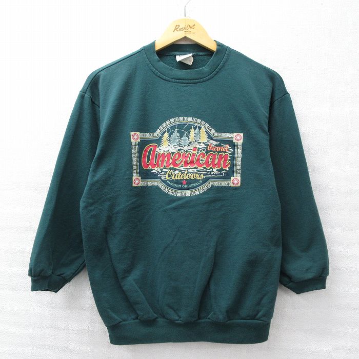 90s 長袖スウェット アメリカン ダークグリーン メンズM相当 | 古着