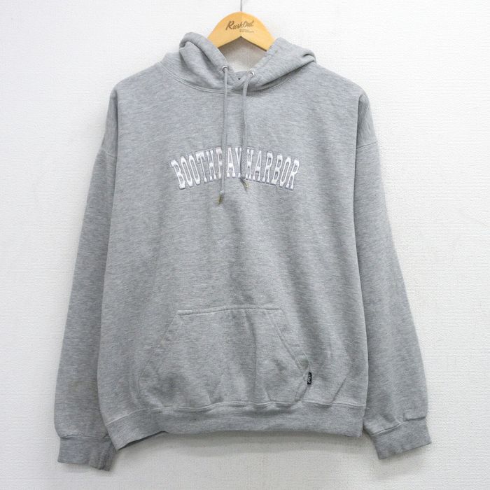 XL★古着 長袖 スウェット パーカー メンズ BOOTHBAY グレー 霜降り 26mar28