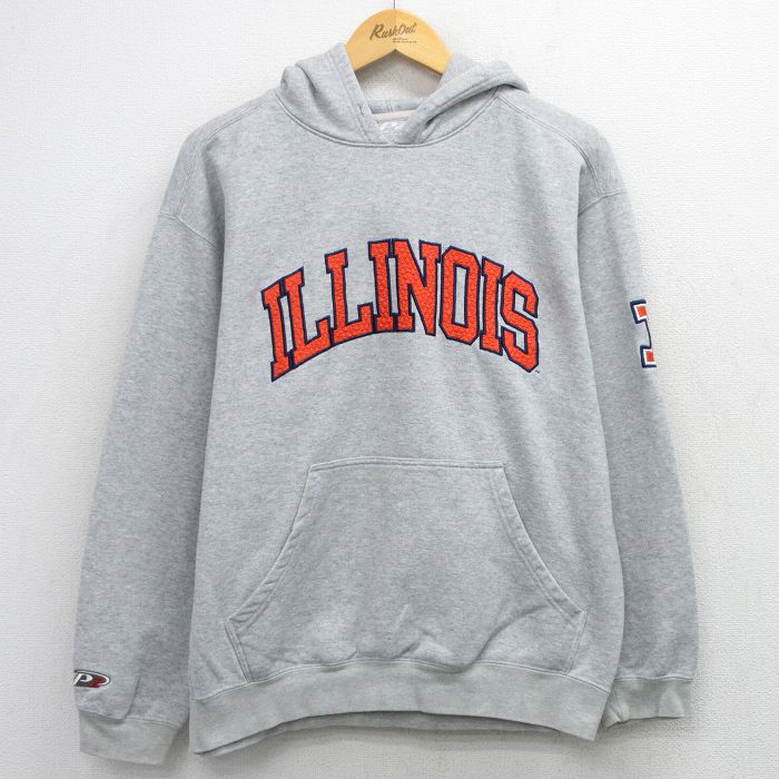 ILLINOIS 長袖スウェットパーカー 霜降り グレー メンズL相当 | 古着