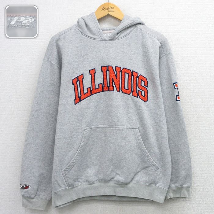 ILLINOIS 長袖スウェットパーカー 霜降り グレー メンズL相当 | 古着