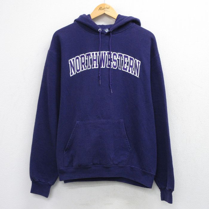 チャンピオン 長袖スウェットパーカー NORTHWESTERN パープル メンズL相当 | 古着