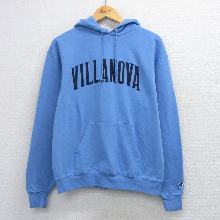 M★古着 チャンピオン Champion 長袖 スウェット パーカー メンズ VILLANOVA 薄紺 26mar30